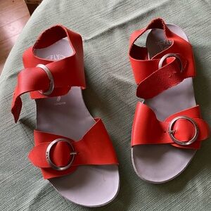 FLY London Masa Leather Sandal color orange size 39